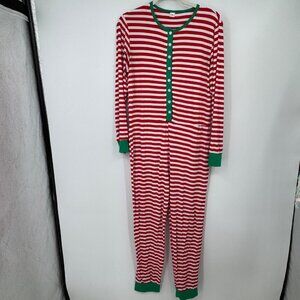 Gender-Neutral Snug-Fit Graphic Henley Pajama One-Piece For Adults Size M